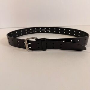 Dickies Leather Belt 34 Black Full Grain Cowhide Double Hole Perforated 1.5"